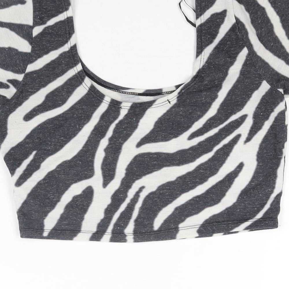 Womens UK Size 6 River Island Black Cropped T-Shirt