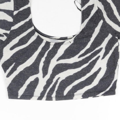 Womens UK Size 6 River Island Black Cropped T-Shirt