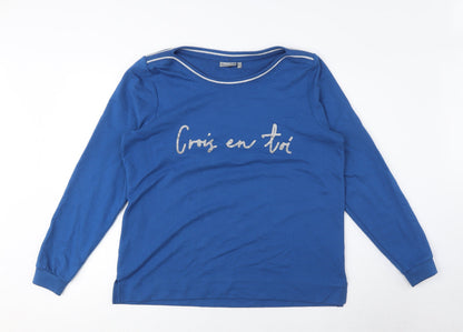 Women's Franka Blue Pullover Sweatshirt, Medium, Cotton