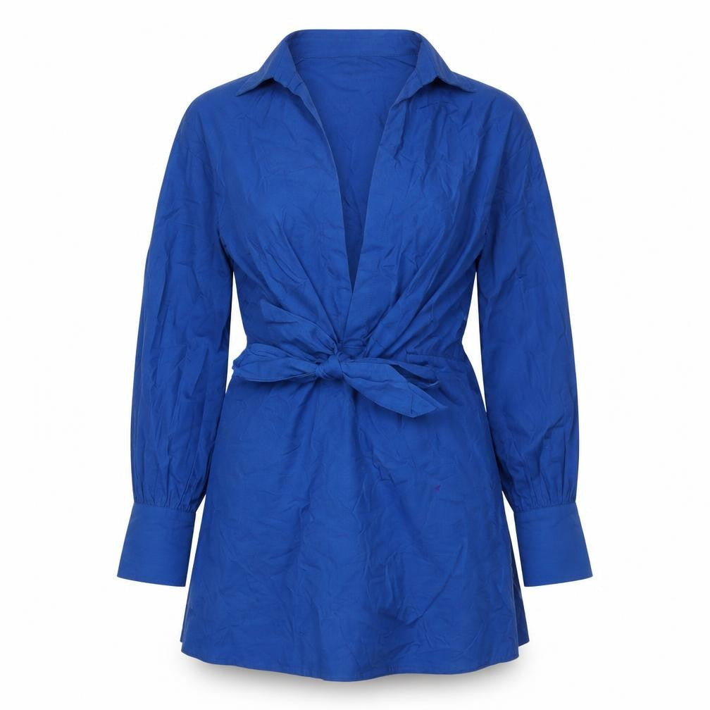 River Island Womens Blue Cotton A-Line Size 12 V-Neck Zip