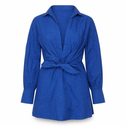River Island Womens Blue Cotton A-Line Size 12 V-Neck Zip