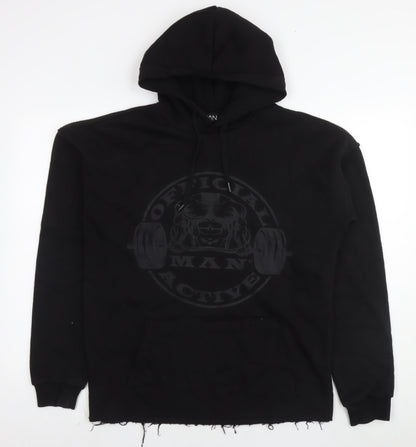 Mens UK Size M Boohoo Black Pullover Hoodie