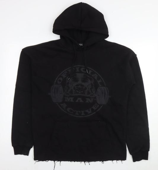 Mens UK Size M Boohoo Black Pullover Hoodie