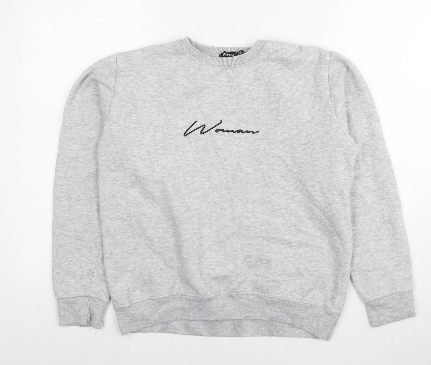 Boohoo Womens Grey Cotton Pullover Sweatshirt Size 6 Pullover - Woman