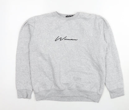 Boohoo Womens Grey Cotton Pullover Sweatshirt Size 6 Pullover - Woman