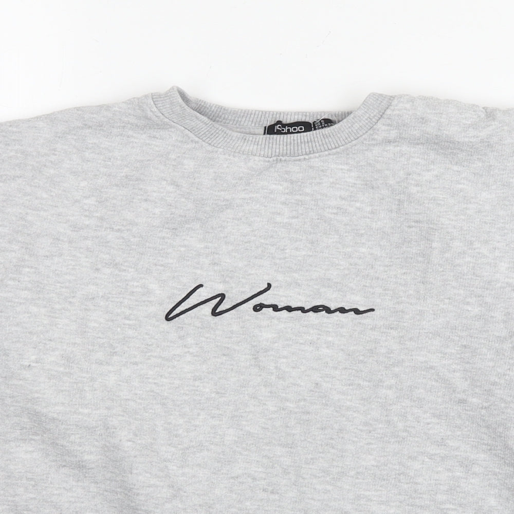 Boohoo Womens Grey Cotton Pullover Sweatshirt Size 6 Pullover - Woman