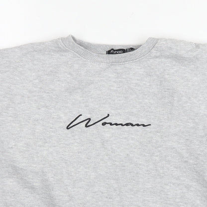 Boohoo Womens Grey Cotton Pullover Sweatshirt Size 6 Pullover - Woman