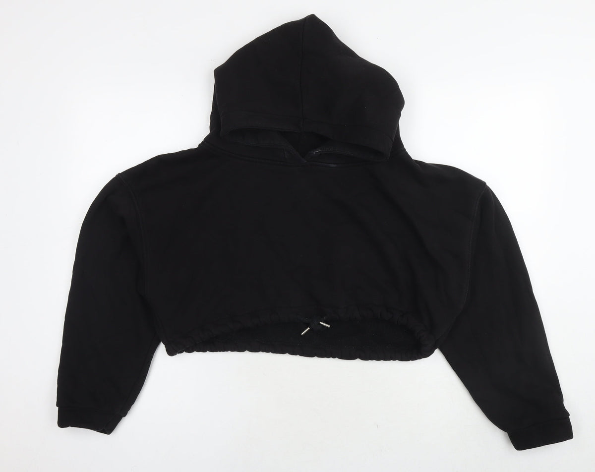 Additional front view of COS women’s black polyester pullover hoodie, size S, pullover