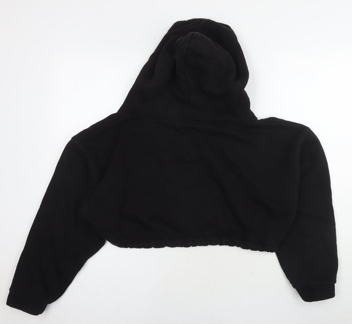 Back view of COS women’s black polyester pullover hoodie, size S, pullover