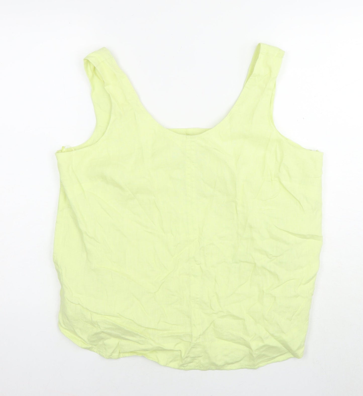 Autograph Womens Yellow Linen Basic Tank Size 16 Scoop Neck