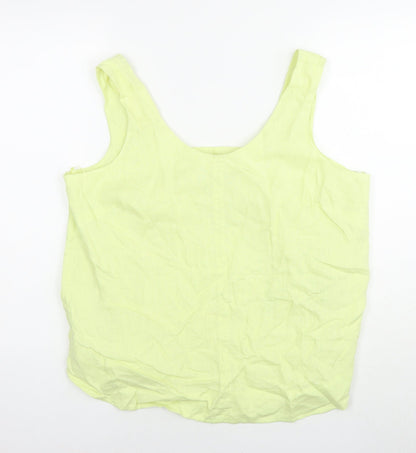 Autograph Womens Yellow Linen Basic Tank Size 16 Scoop Neck