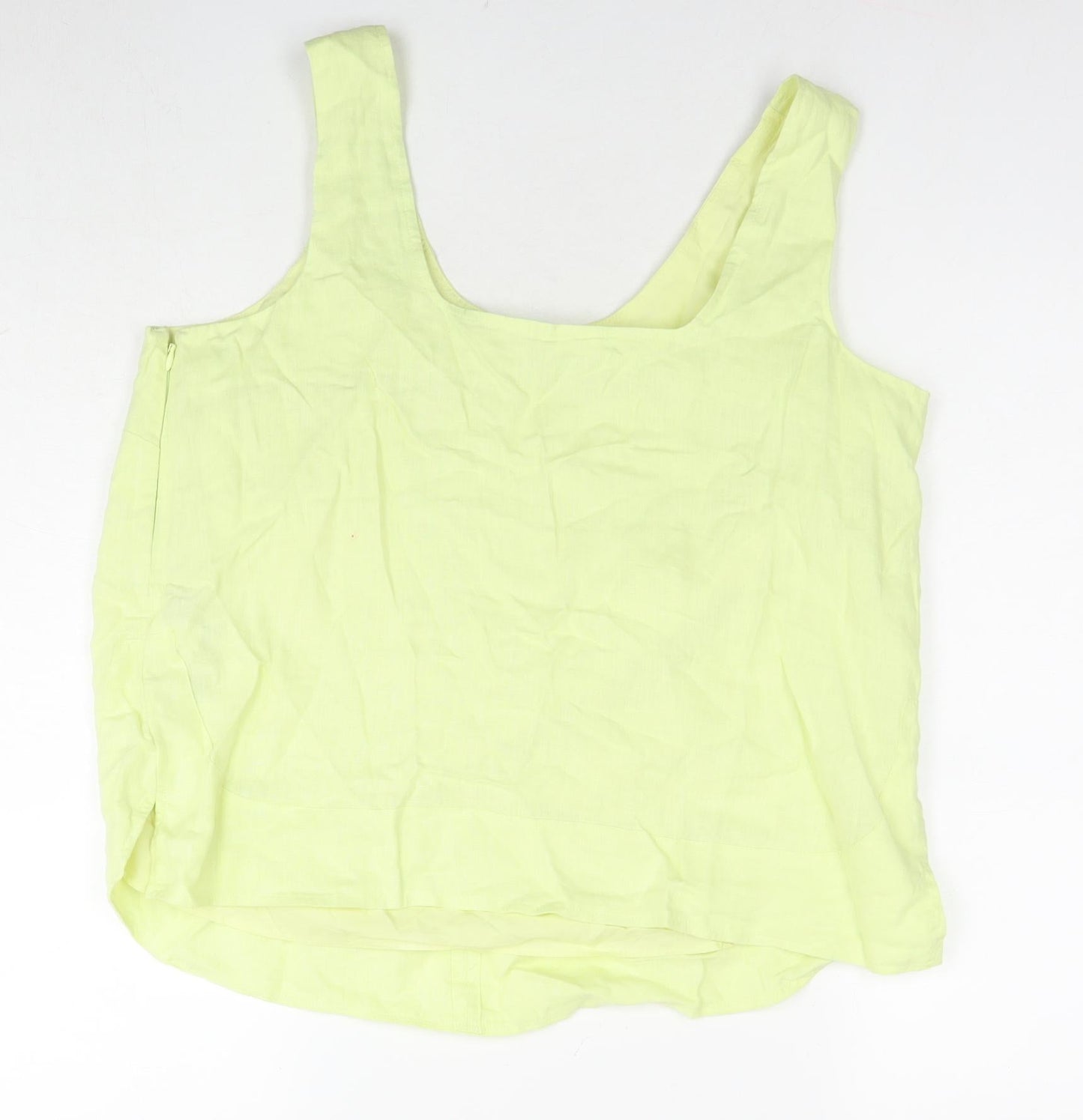 Autograph Womens Yellow Linen Basic Tank Size 16 Scoop Neck