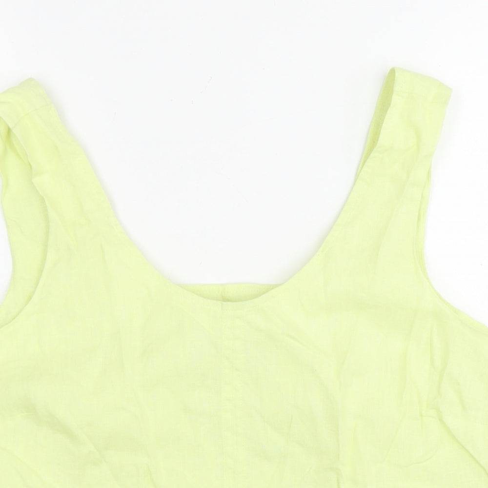 Autograph Womens Yellow Linen Basic Tank Size 16 Scoop Neck