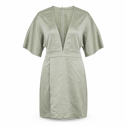 Missguided Womens Green Polyester A-Line Size 14 V-Neck Zip