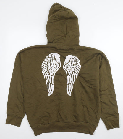 Gipsy Queen Womens Green Polyester Pullover Hoodie Size M Pullover - Wings Size M/L