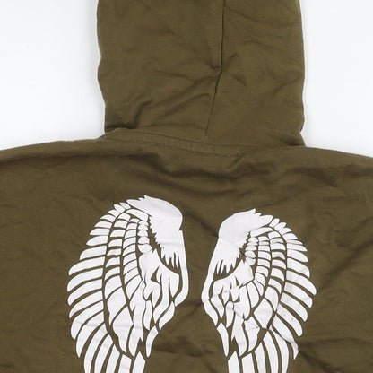Gipsy Queen Womens Green Polyester Pullover Hoodie Size M Pullover - Wings Size M/L