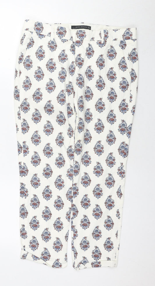 Womens UK Size M Zara Regular Fit  White Trousers