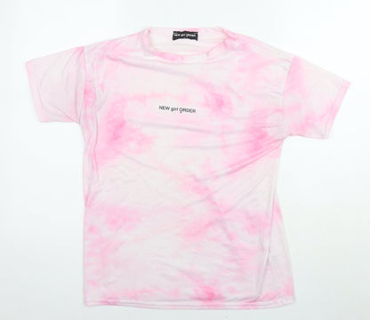 New Girl Order Womens Pink Polyester Basic T-Shirt Size 8 Round Neck - Logo
