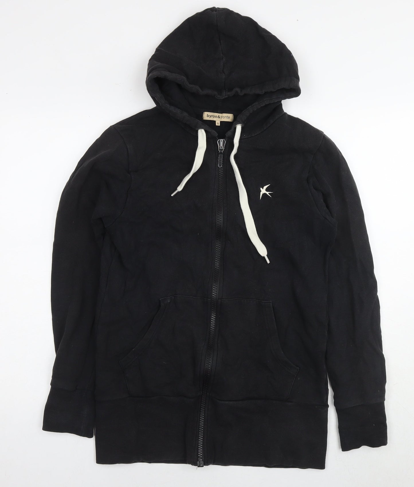 Byron & Bronte Mens Black Cotton Full Zip Hoodie Size S - Birds
