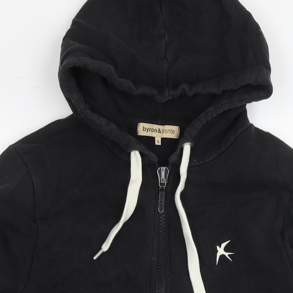 Byron & Bronte Mens Black Cotton Full Zip Hoodie Size S - Birds