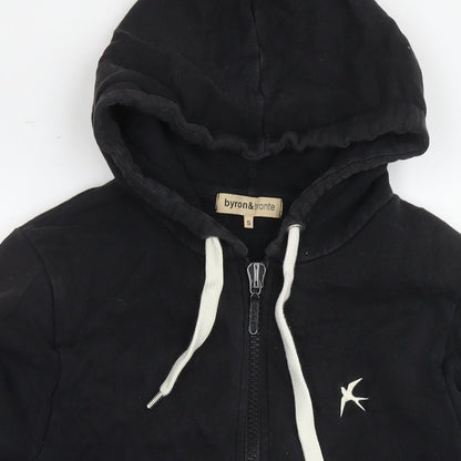 Byron & Bronte Mens Black Cotton Full Zip Hoodie Size S - Birds