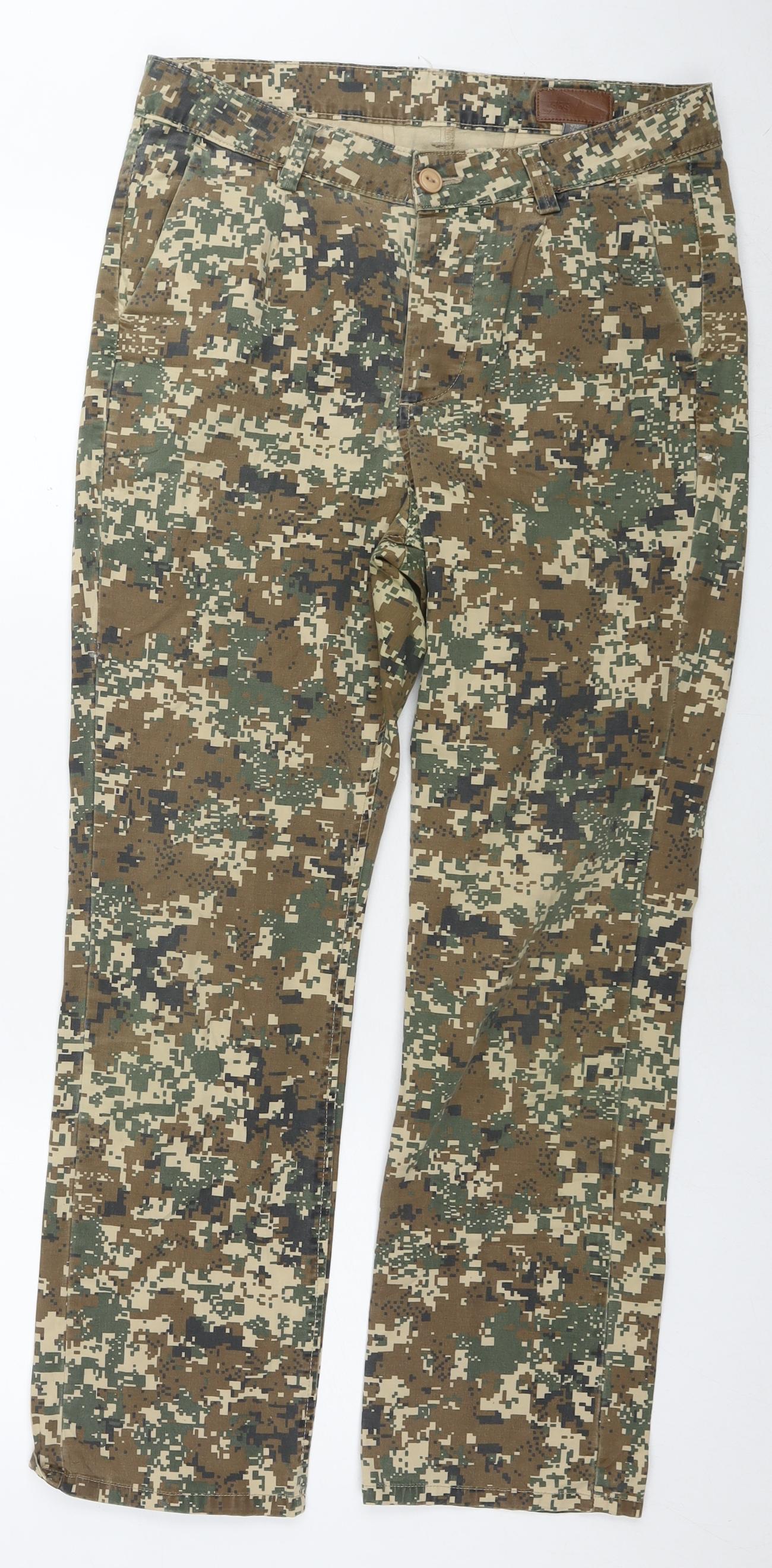 ASOS Mens Brown Camouflage Cotton Trousers Size 30 in L32 in Regular Button