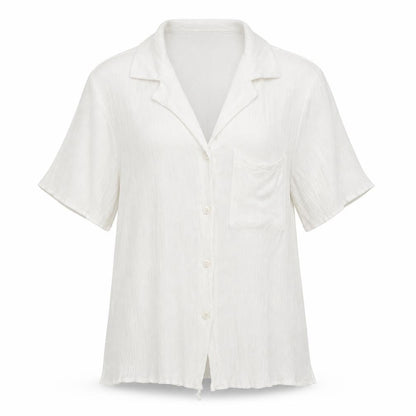 Topshop Womens White Viscose Basic Button-Up Size 8 Collared