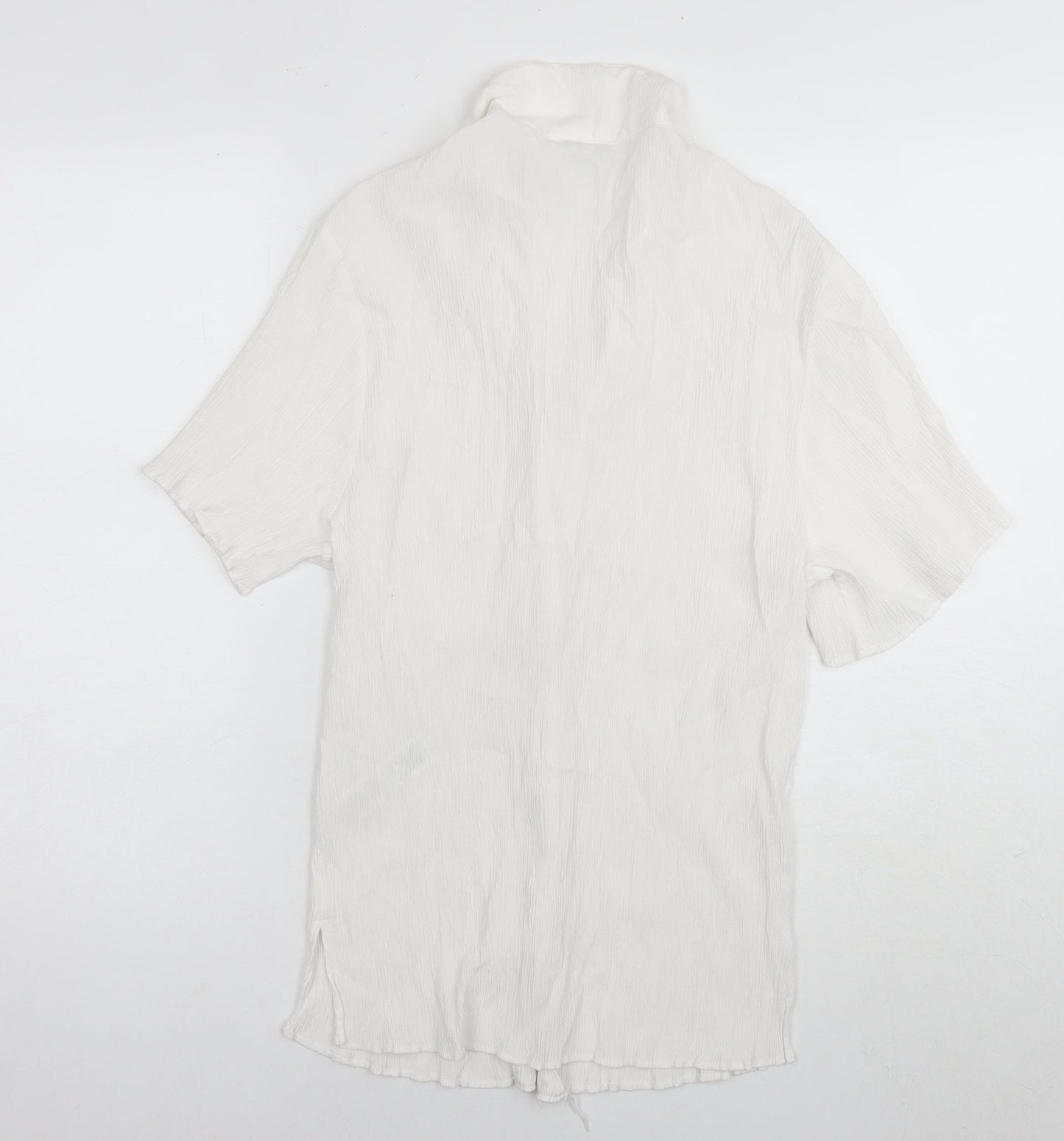 Topshop Womens White Viscose Basic Button-Up Size 8 Collared