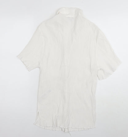 Topshop Womens White Viscose Basic Button-Up Size 8 Collared