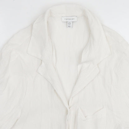 Topshop Womens White Viscose Basic Button-Up Size 8 Collared