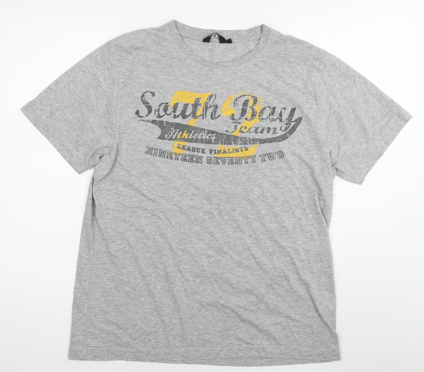 UrbanSpirit Mens Grey Cotton T-Shirt Size L Round Neck - South Bay