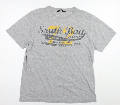 UrbanSpirit Mens Grey Cotton T-Shirt Size L Round Neck - South Bay