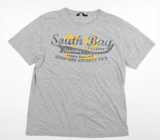 UrbanSpirit Mens Grey Cotton T-Shirt Size L Round Neck - South Bay