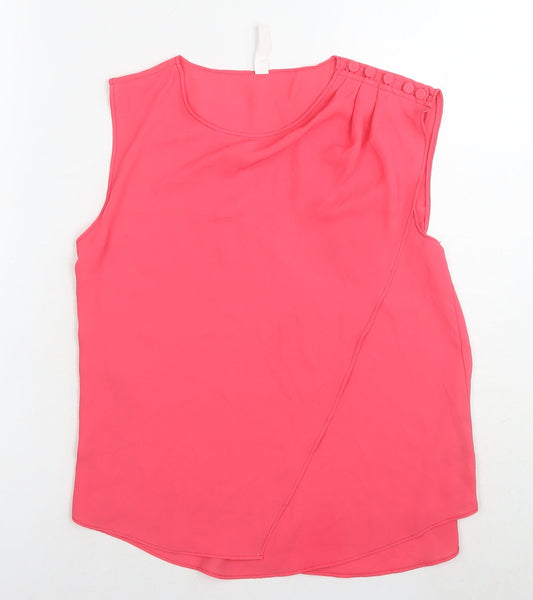 Mango Womens Pink Polyester Basic Blouse Size XS Round Neck