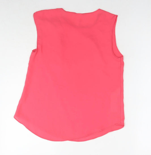 Mango Womens Pink Polyester Basic Blouse Size XS Round Neck