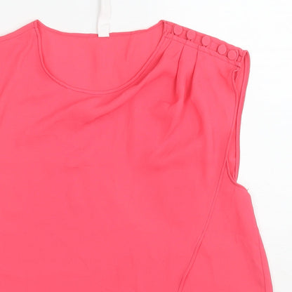 Mango Womens Pink Polyester Basic Blouse Size XS Round Neck