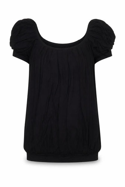 Marks & Spencer Womens Black Viscose Tunic Blouse Size 10 Scoop Neck