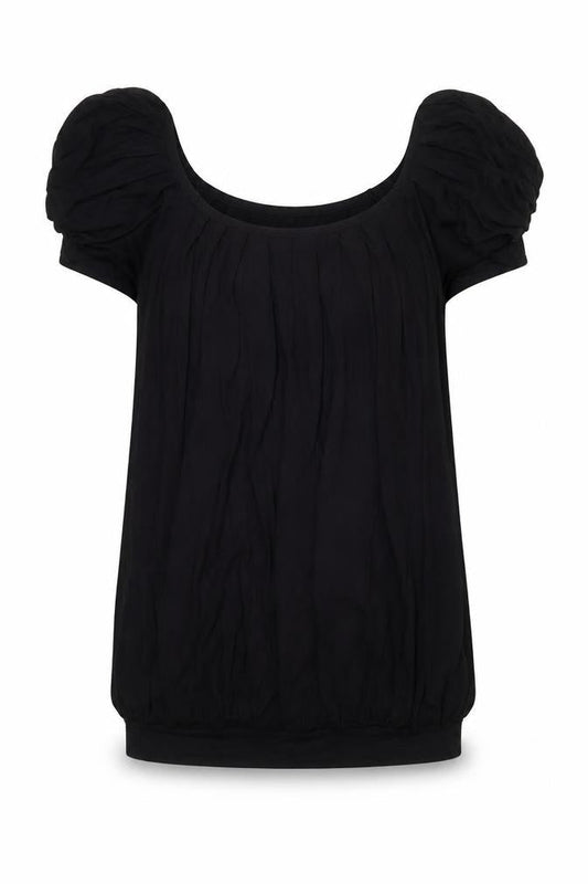 Marks & Spencer Womens Black Viscose Tunic Blouse Size 10 Scoop Neck