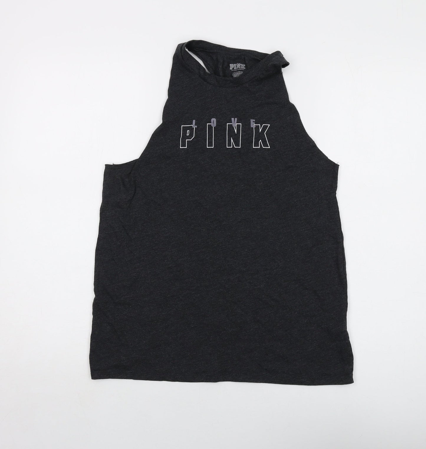 Womens UK Size S PINK Grey Basic Tank