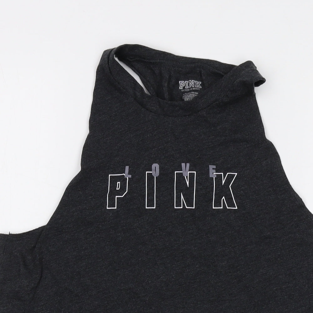 Womens UK Size S PINK Grey Basic Tank