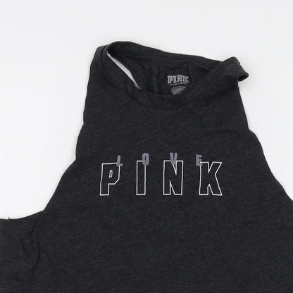 Womens UK Size S PINK Grey Basic Tank