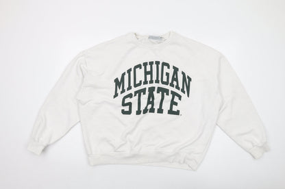 Womens UK Size 12 MSU White Pullover Sweatshirt