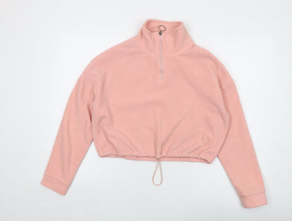 Brave Soul Womens Pink Polyester Pullover Sweatshirt Size S Zip