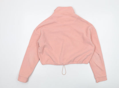 Brave Soul Womens Pink Polyester Pullover Sweatshirt Size S Zip