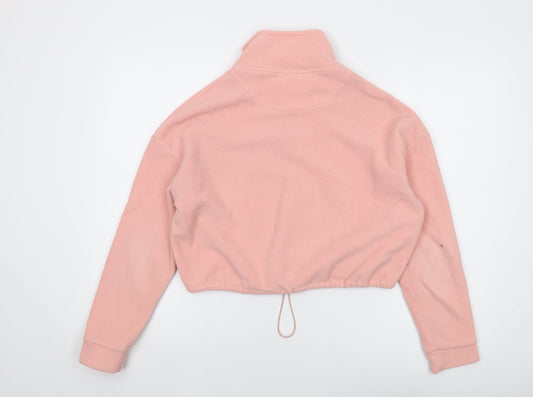 Brave Soul Womens Pink Polyester Pullover Sweatshirt Size S Zip