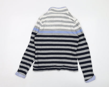 Back view of Maine New England women’s grey striped cotton pullover sweatshirt, size UK 10, button