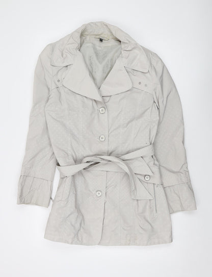 Lebelk Womens Grey Polka Dot Jacket Size 12 Button