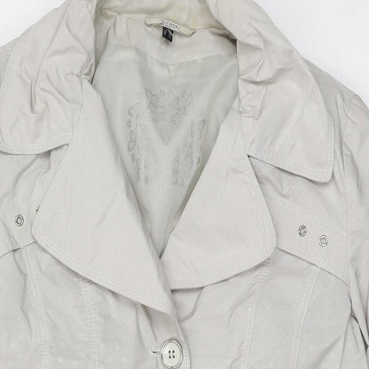 Lebelk Womens Grey Polka Dot Jacket Size 12 Button