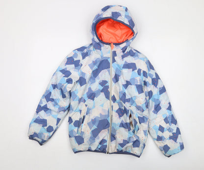 Additional front view of Reverse boys’ blue geometric jacket, size 10, years zip