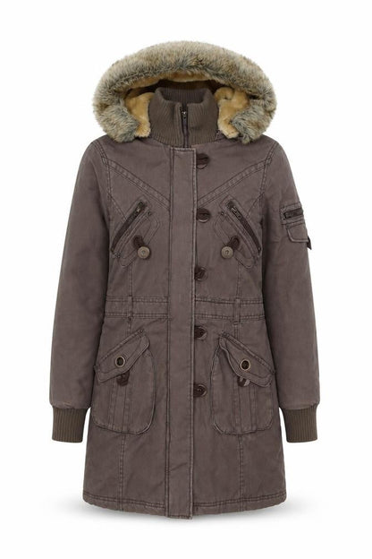 Simesoda Womens Brown Parka Coat Size S Zip